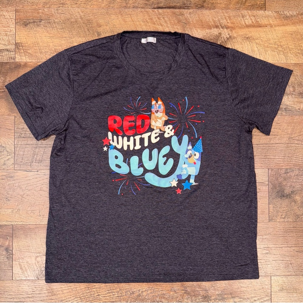 Bluey Red White & Bluey Graphic T-Shirt 4th of July USA Bluey Party - Picture 2 of 13
